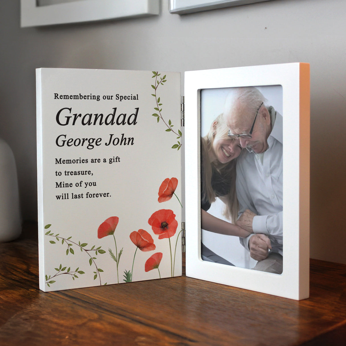 Personalised Memorial Wooden Hinged 6x4 Photo Frame: 3 - Photo Frames By Gift Moments