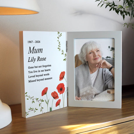 Personalised Memorial Wooden Hinged 6x4 Photo Frame: 4 - Photo Frames By Gift Moments