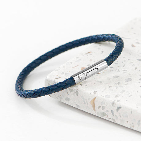 Personalised Men’s Anchor Capsule Leather Bracelets: 1 - Blue - Bracelets By Gift Moments