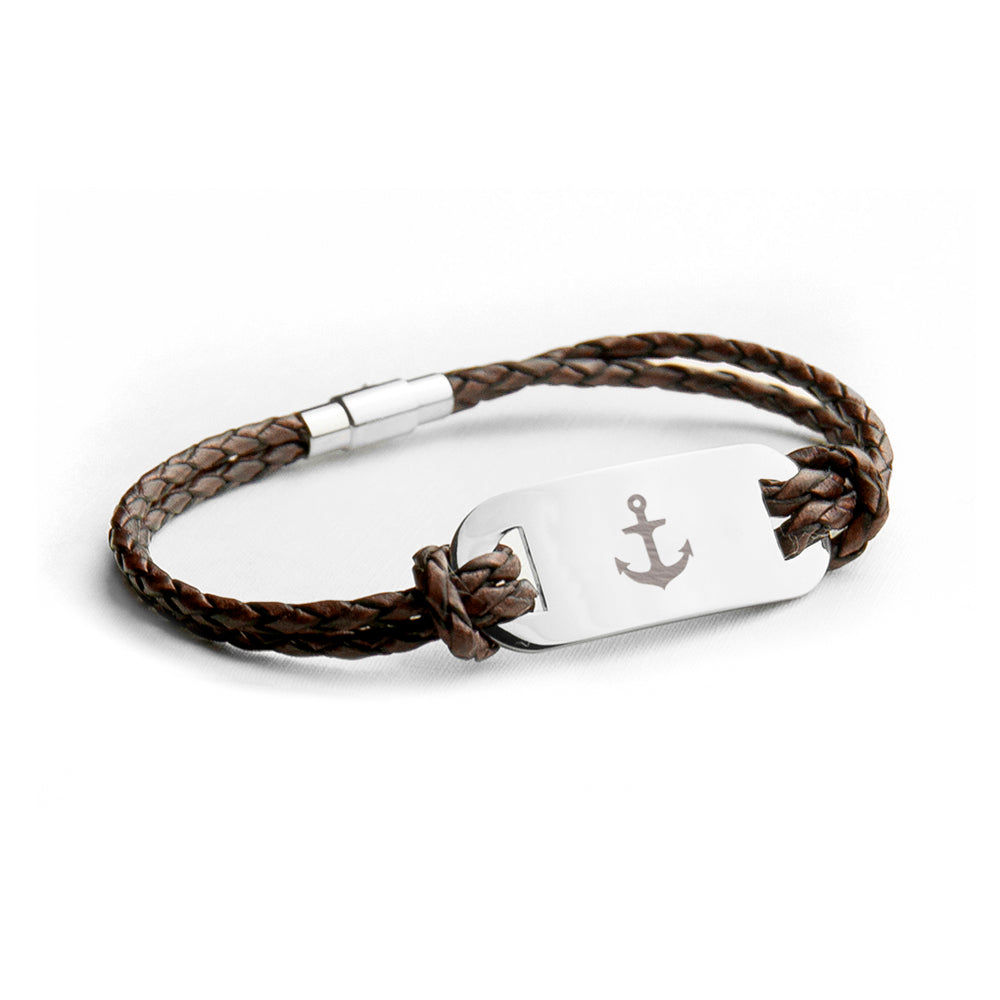 Personalised Men’s Anchor Statement Leather Bracelets: 7 - Bracelets By Gift Moments