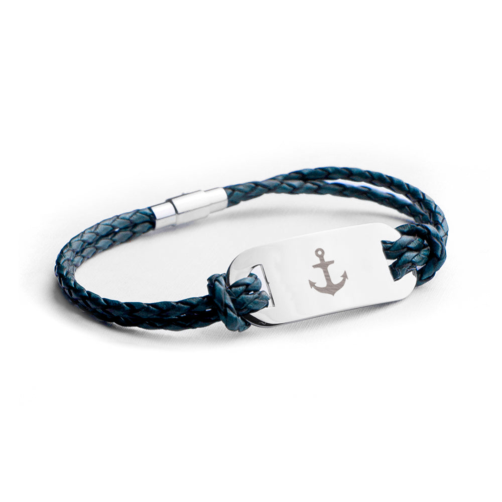 Personalised Men’s Anchor Statement Leather Bracelets: 8 - Bracelets By Gift Moments