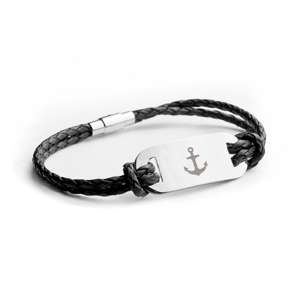 Personalised Men’s Anchor Statement Leather Bracelets: 9 - Bracelets By Gift Moments
