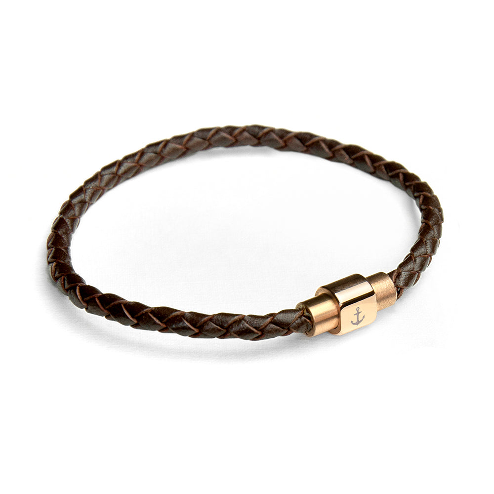 Personalised Men’s Anchor Woven Leather Bracelets: 8 - Bracelets By Gift Moments