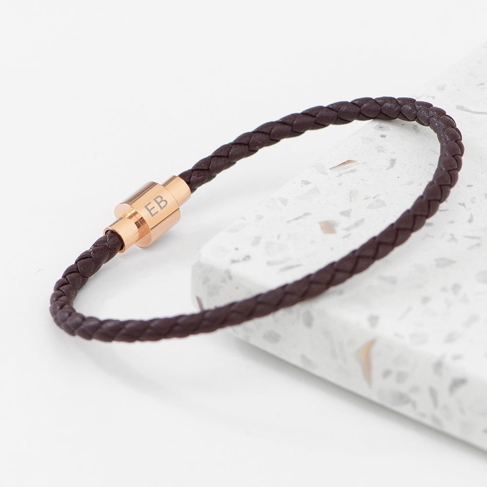 Personalised Men’s Anchor Woven Leather Bracelets: 5 - Bracelets By Gift Moments