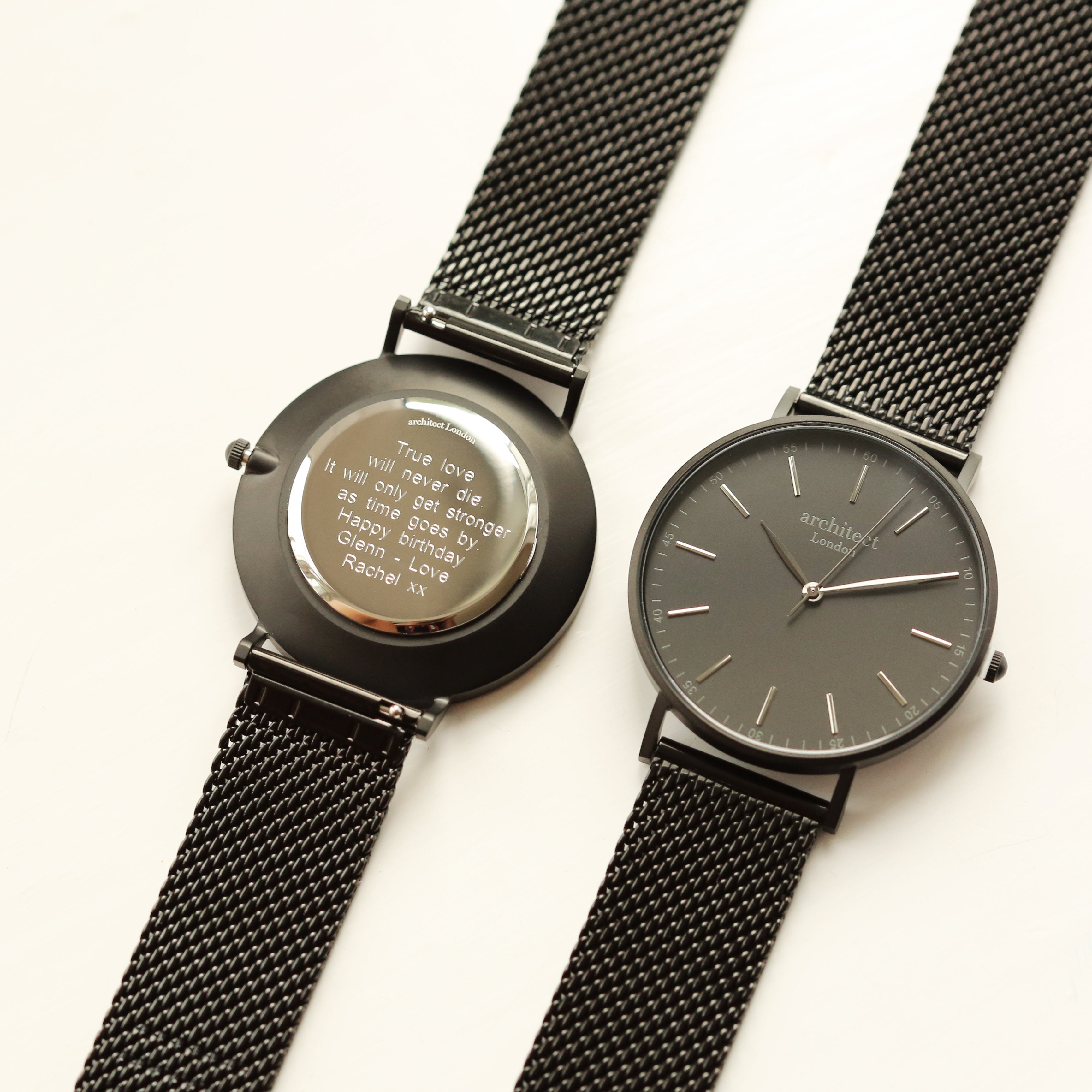 Personalised Men’s Architect Minimalist Watch Black Mesh - Shop Watches At Gift Moments - 2