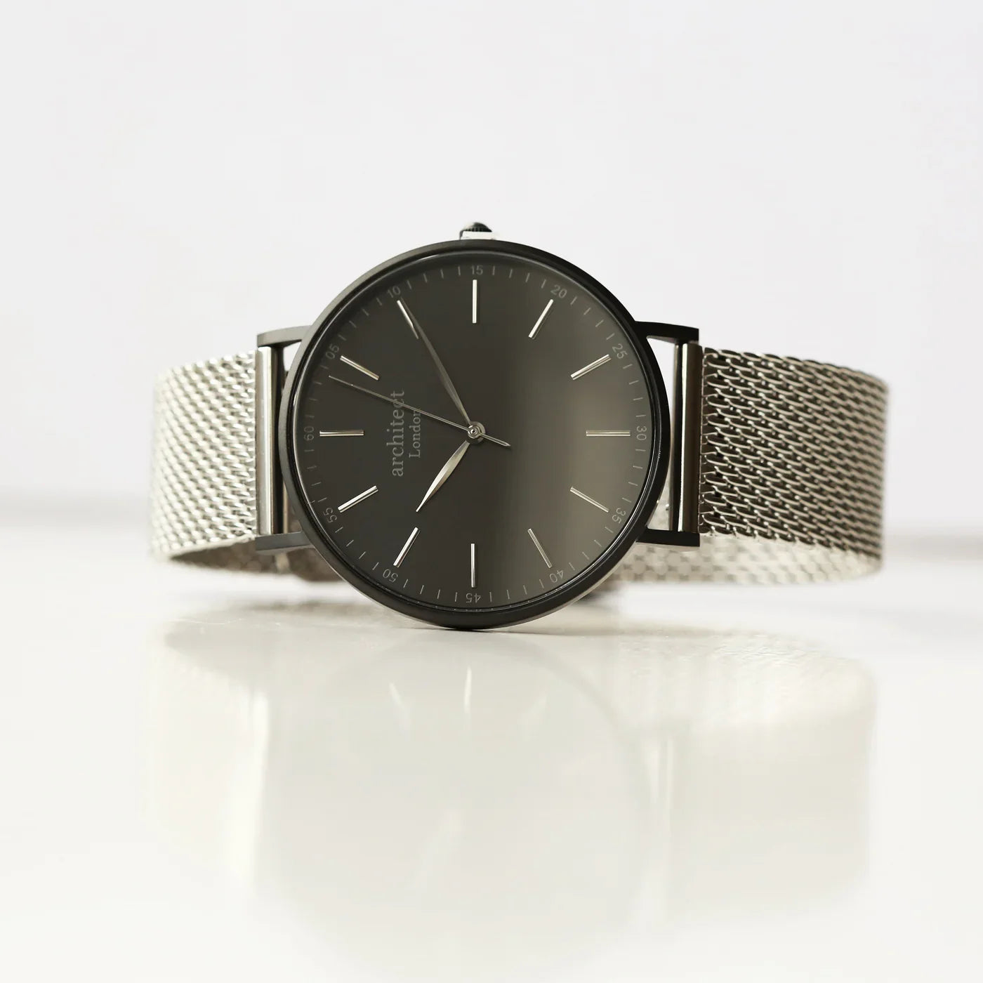 Personalised Men’s Architect Minimalist Watch Silver Mesh - Shop Watches At Gift Moments - 1