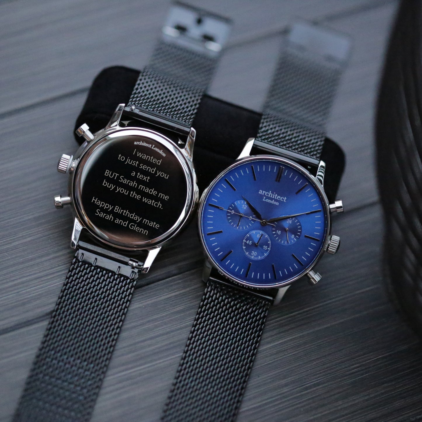 Personalised Men’s Architect Motivator Blue Face Black Strap: 6 - Watches By Architect Watches