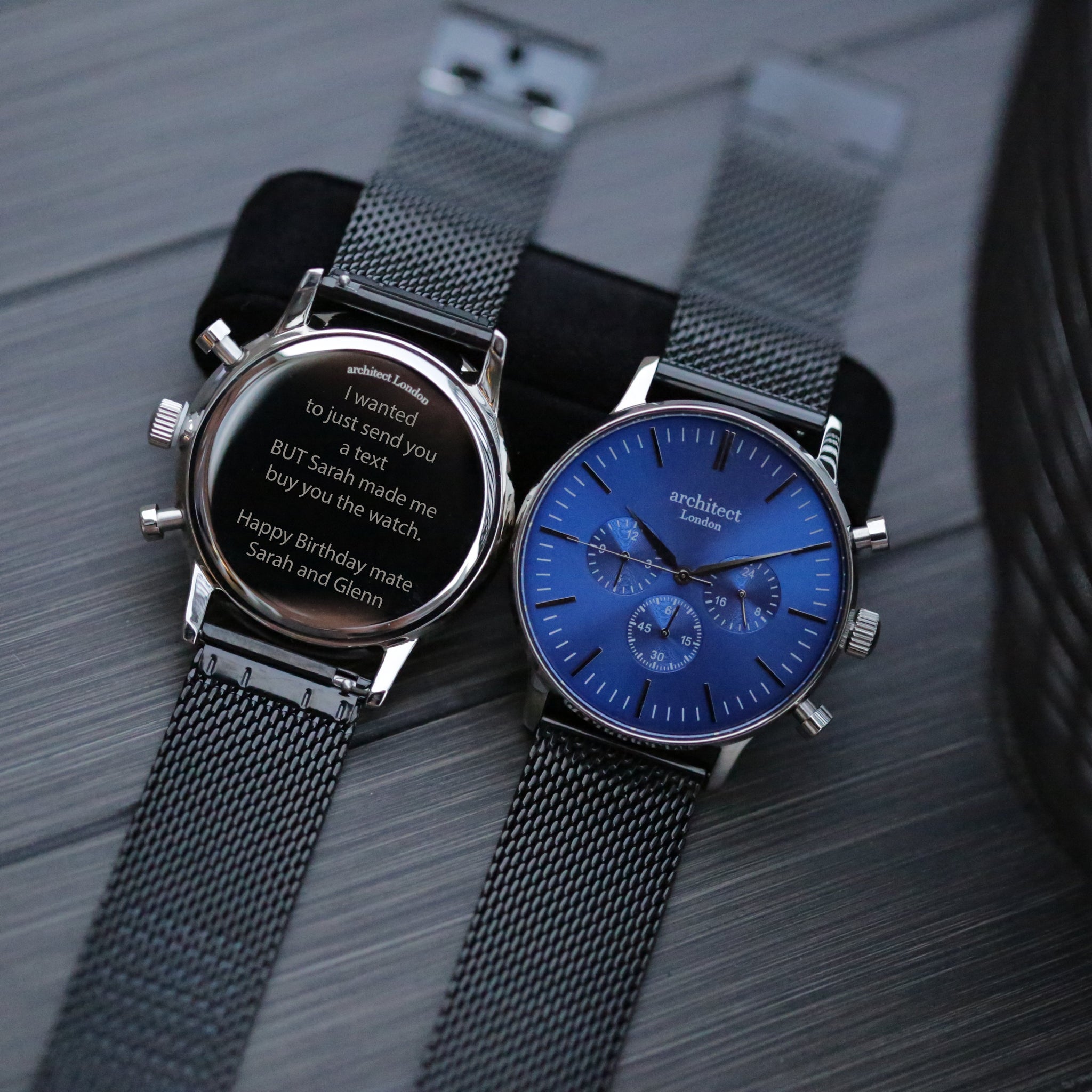 Personalised Men’s Architect Motivator Blue Face Black Strap: 6 - Watches By Architect Watches