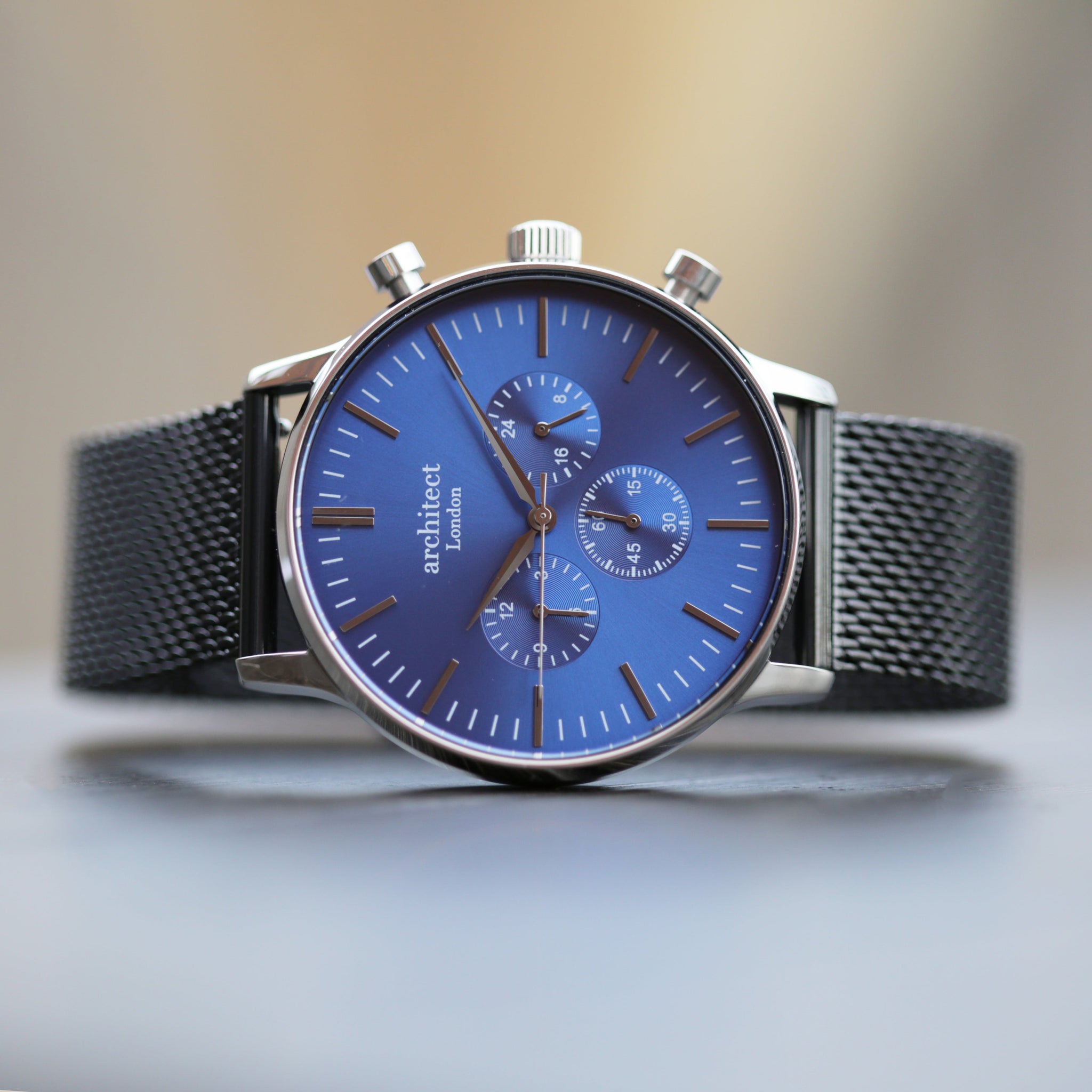 Personalised Men’s Architect Motivator Blue Face Black Strap: 2 - Watches By Architect Watches