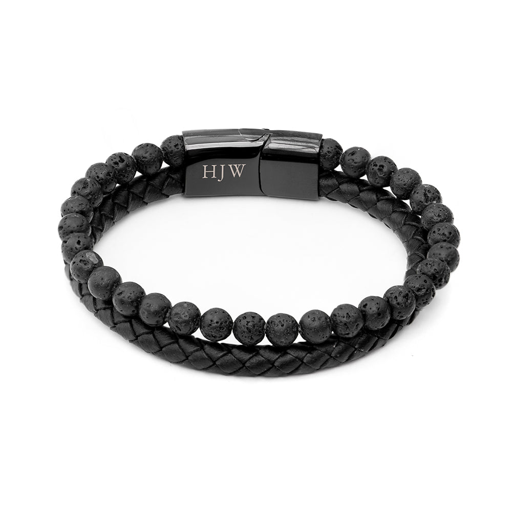 Personalised Men’s Black Rune Duo Bracelets: 10 - Bracelets By Gift Moments