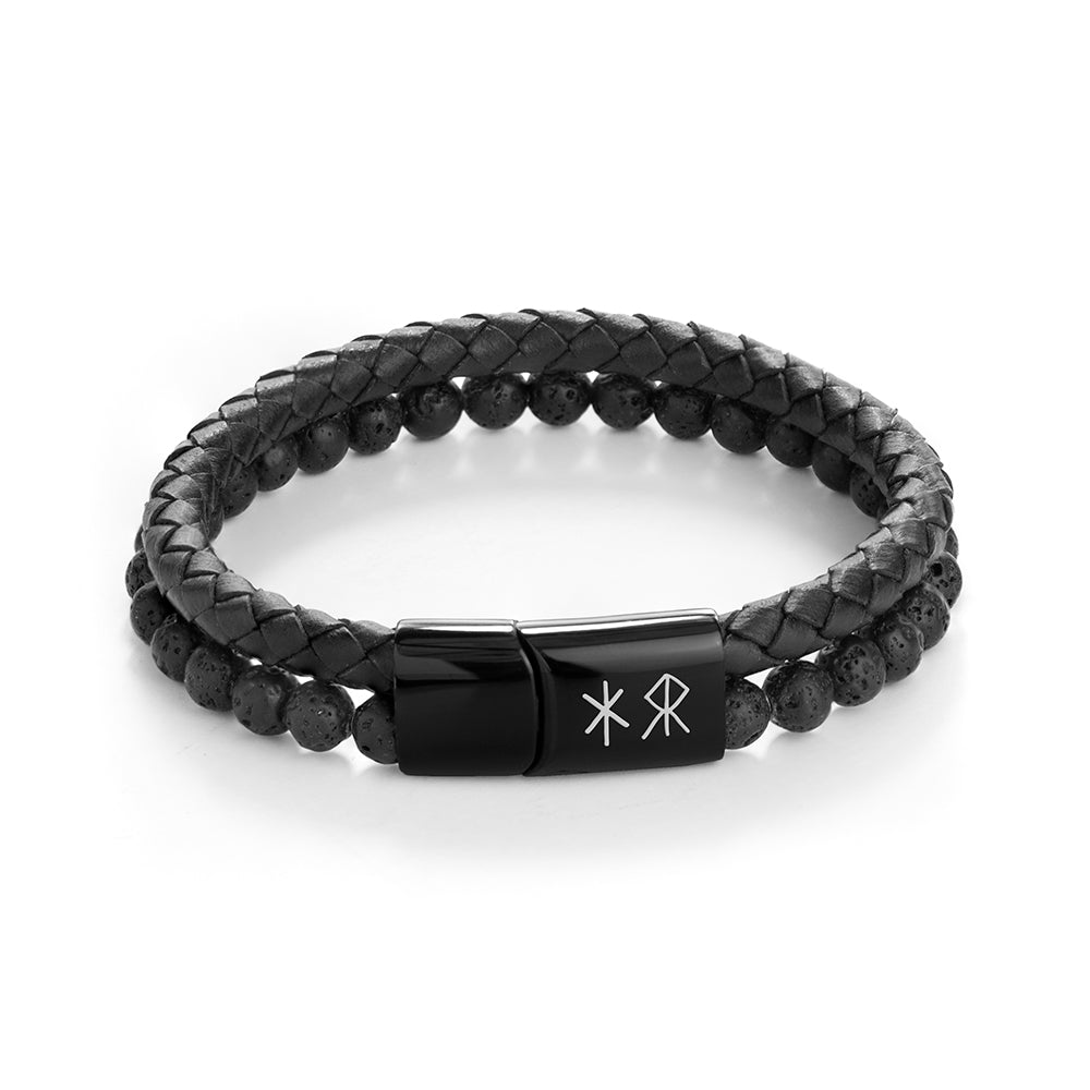 Personalised Men’s Black Rune Duo Bracelets: 8 - Bracelets By Gift Moments