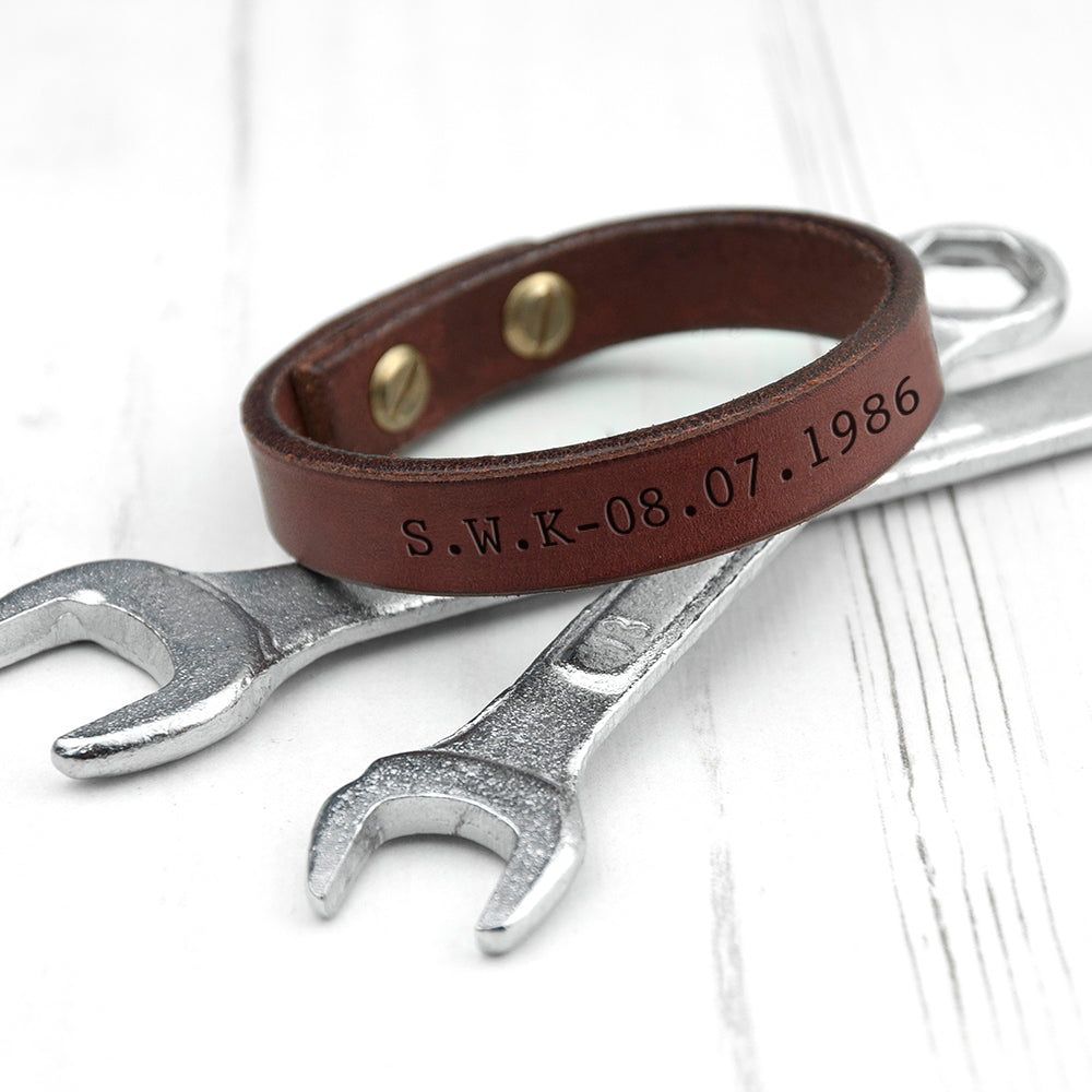 Personalised Men’s Brown Leather Bracelet: 2 - Bracelets By Gift Moments