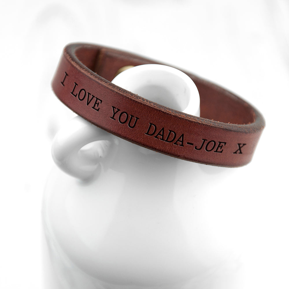 Personalised Men’s Brown Leather Bracelet: 4 - Bracelets By Gift Moments