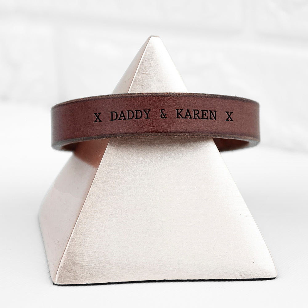 Personalised Men’s Brown Leather Bracelet: 5 - Bracelets By Gift Moments