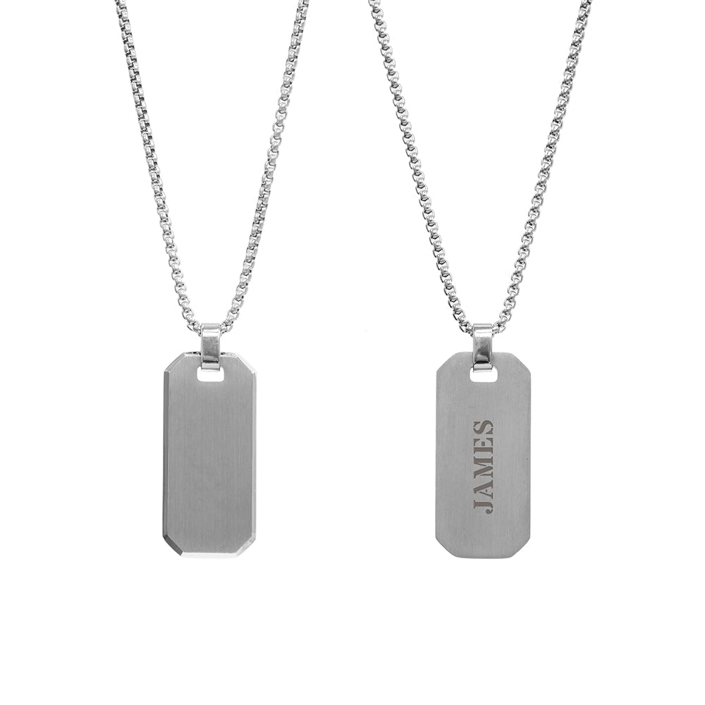 Personalised Men’s Brushed Steel Dog Tag Necklace: 5 - Necklaces By Gift Moments