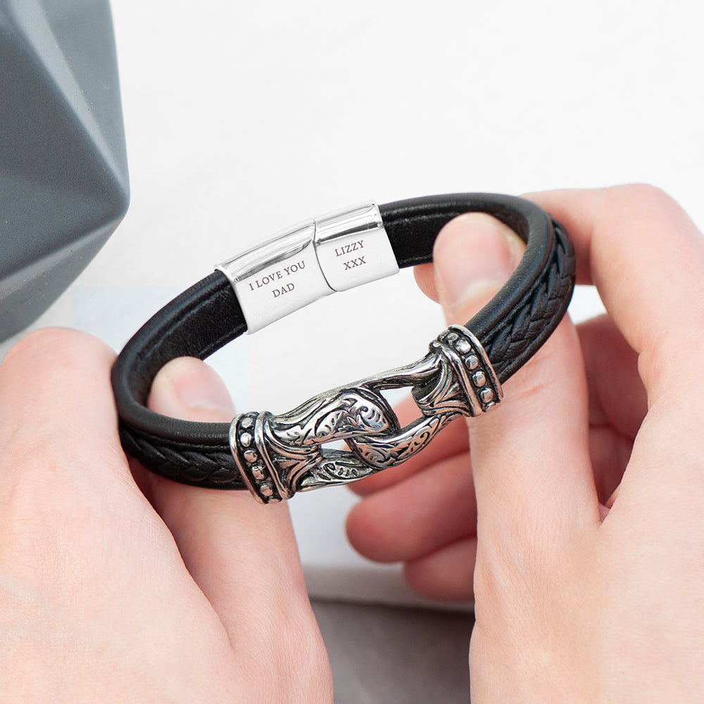 Personalised Men’s Buckle Clasp Leather Bracelet: 1 - Bracelets By Gift Moments