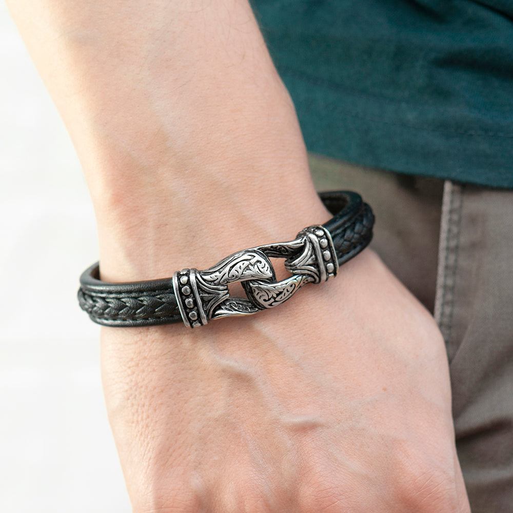 Personalised Men’s Buckle Clasp Leather Bracelet: 2 - Bracelets By Gift Moments