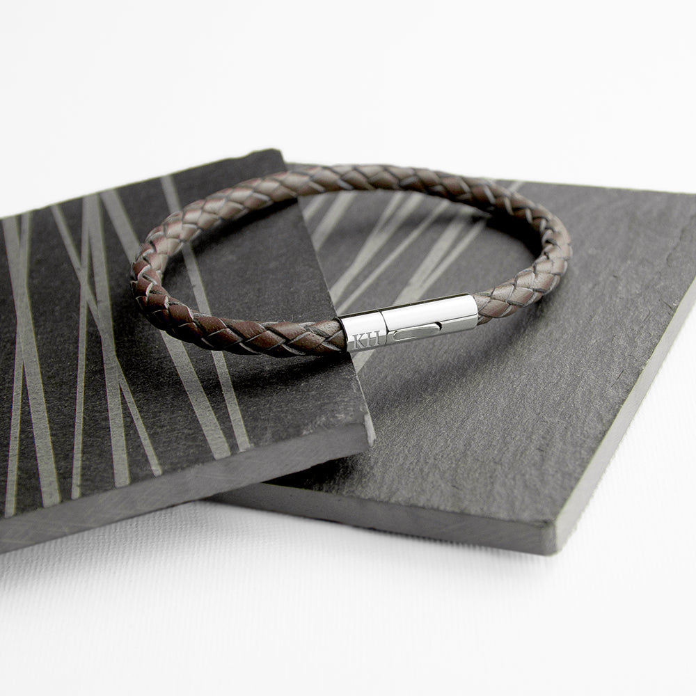 Personalised Men’s Capsule Tube Woven Bracelet In Cedar Brown: 2 - Bracelets By Gift Moments