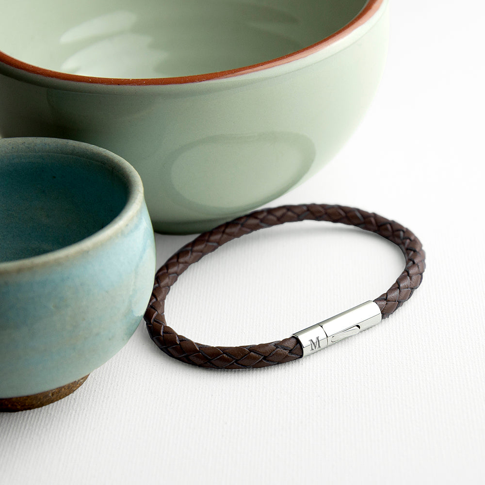 Personalised Men’s Capsule Tube Woven Bracelet In Cedar Brown: 3 - Bracelets By Gift Moments