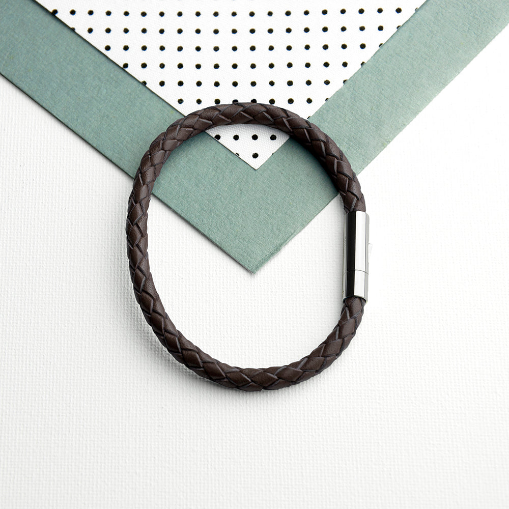 Personalised Men’s Capsule Tube Woven Bracelet In Cedar Brown: 5 - Bracelets By Gift Moments