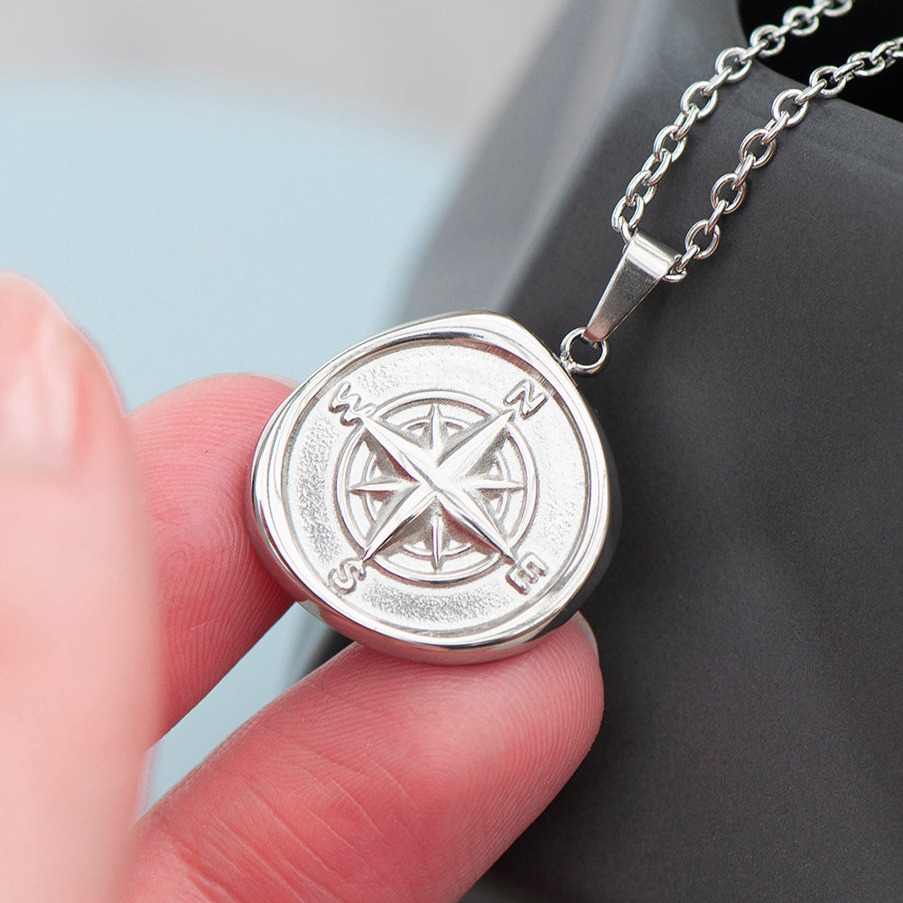 Personalised Men’s Compass Amulet Necklaces: 2 - Necklaces By Gift Moments
