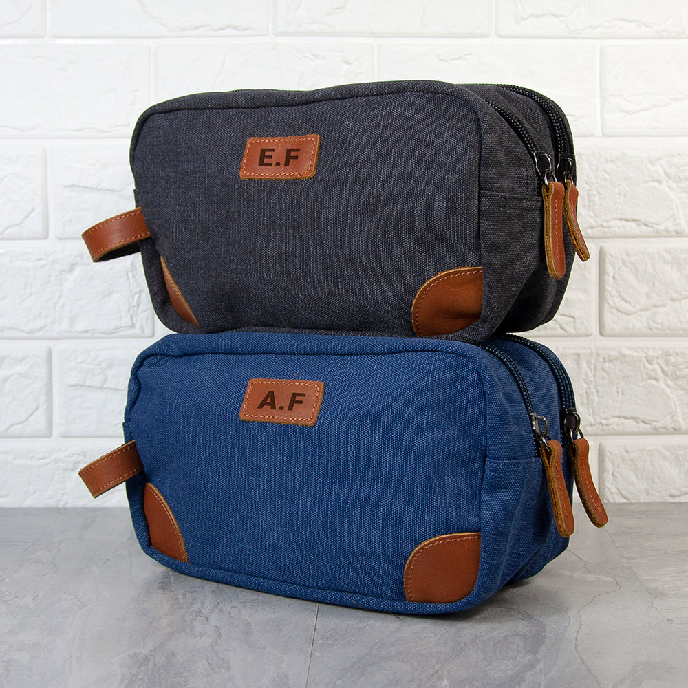 Personalised Men’s Deluxe Denim Wash Bags: 1 Toiletry & Makeup Bags By Gift Moments