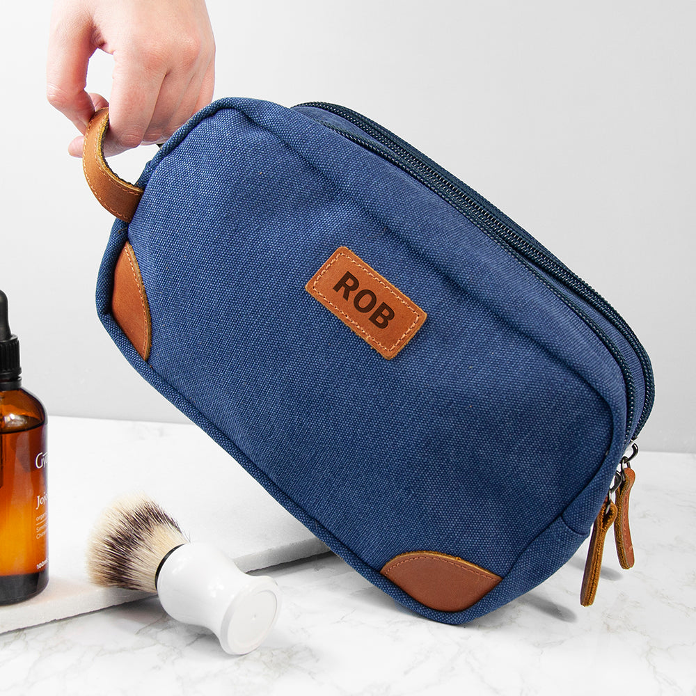 Personalised Men’s Deluxe Denim Wash Bags: 4 Toiletry & Makeup Bags By Gift Moments