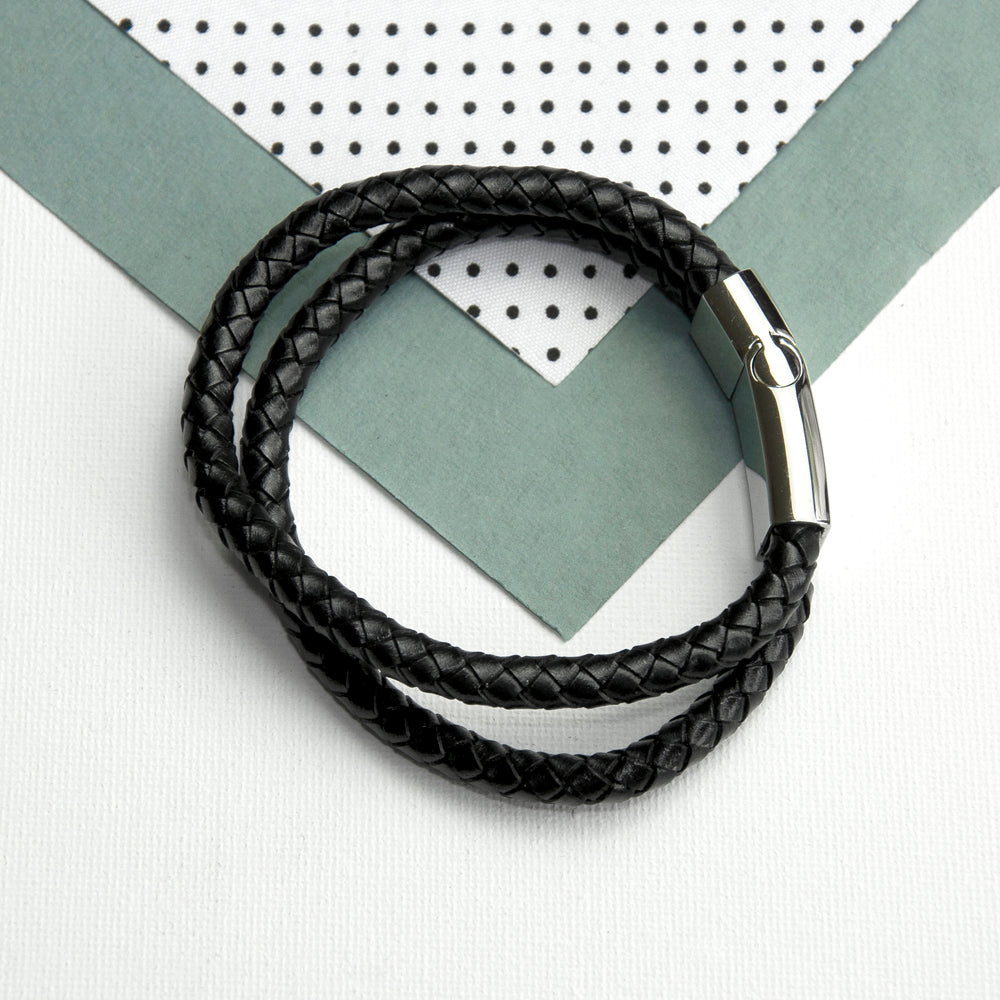 Personalised Men’s Dual Leather Woven Bracelets: 7 - Bracelets By Gift Moments