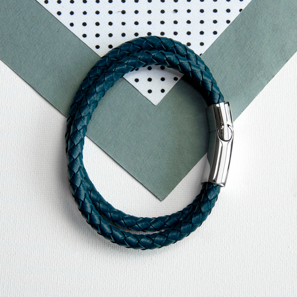 Personalised Men’s Dual Leather Woven Bracelets: 8 - Bracelets By Gift Moments