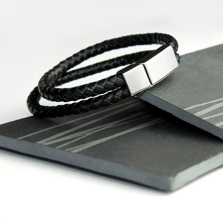 Personalised Men’s Dual Leather Woven Bracelets: 10 - Bracelets By Gift Moments