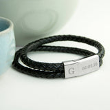Personalised Men’s Dual Leather Woven Bracelets: 4 Bracelets By Gift Moments