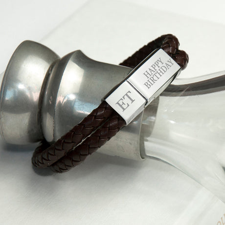 Personalised Men’s Dual Leather Woven Bracelets: 3 - Bracelets By Gift Moments