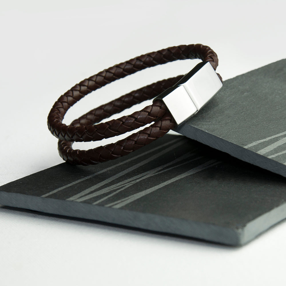 Personalised Men’s Dual Leather Woven Bracelets: 14 Bracelets By Gift Moments