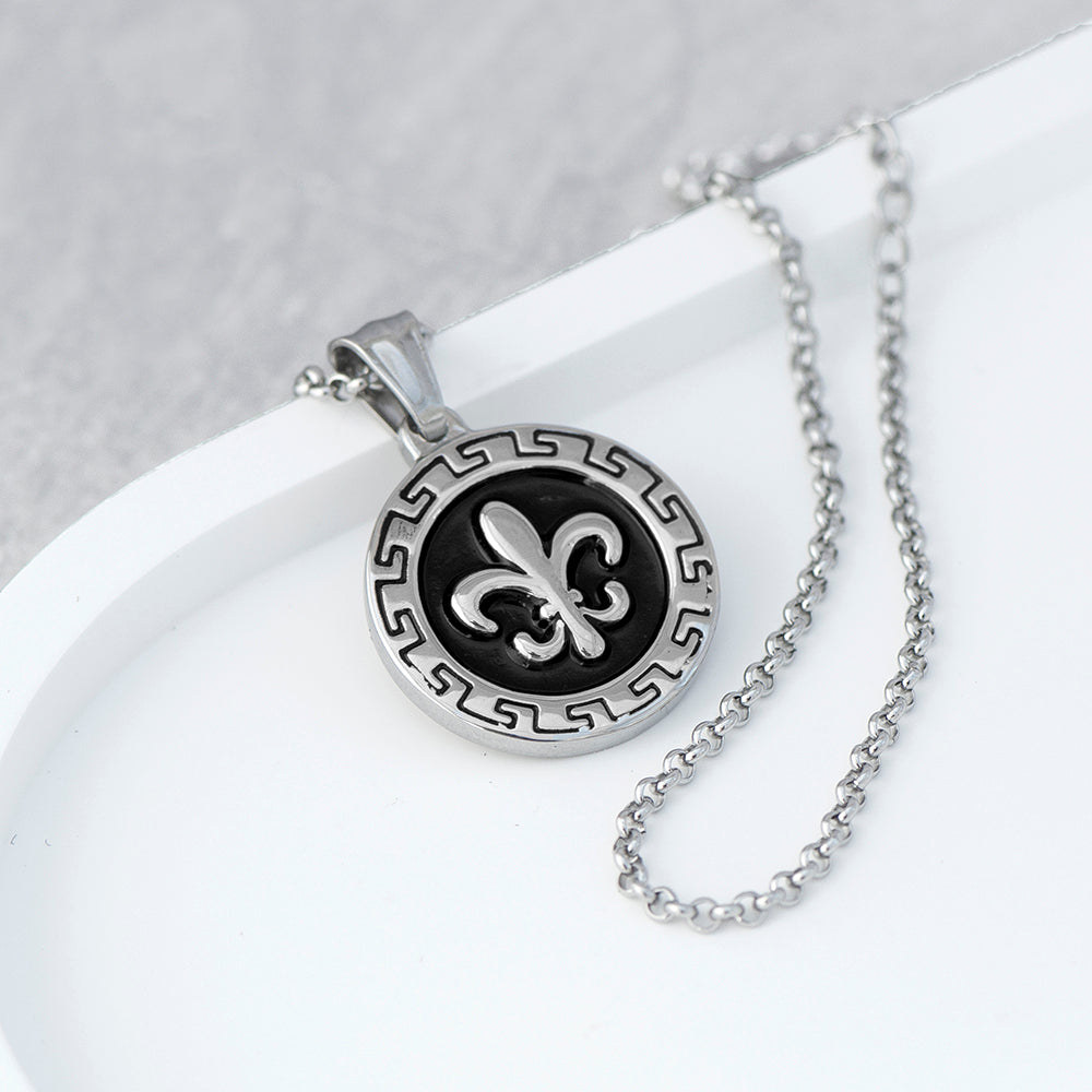 Personalised Men’s Fleur-de-lis Pendant Necklace: 3 - Necklaces By Gift Moments