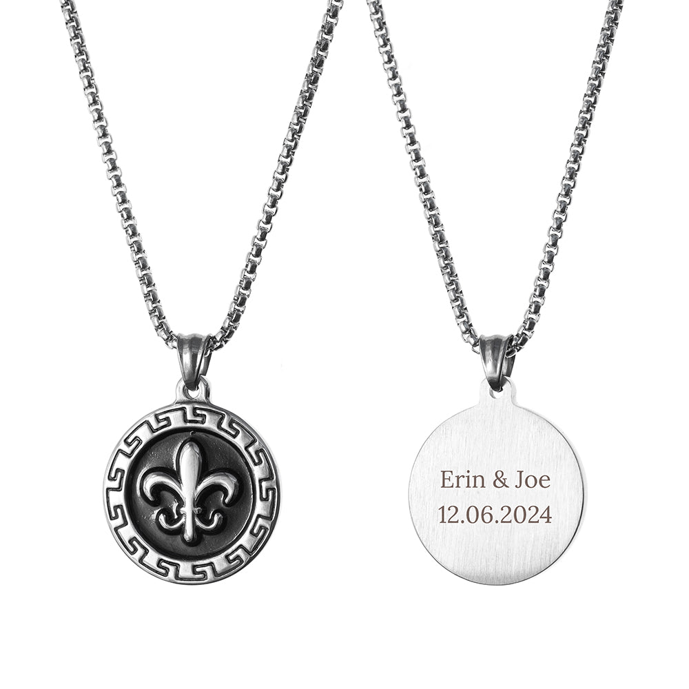Personalised Men’s Fleur-de-lis Pendant Necklace: 6 - Necklaces By Gift Moments
