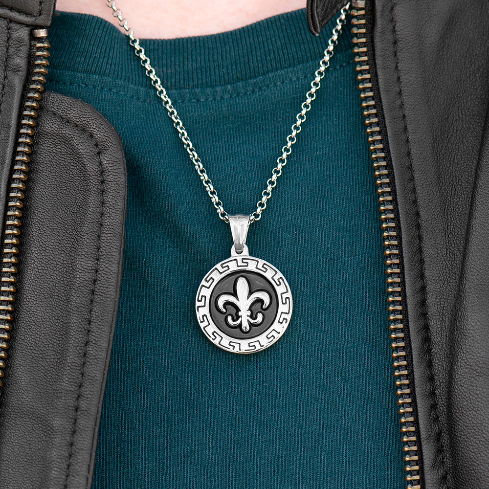 Personalised Men’s Fleur-de-lis Pendant Necklace: 1 - Necklaces By Gift Moments