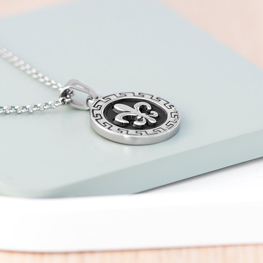 Personalised Men’s Fleur-de-lis Pendant Necklace: 4 - Necklaces By Gift Moments