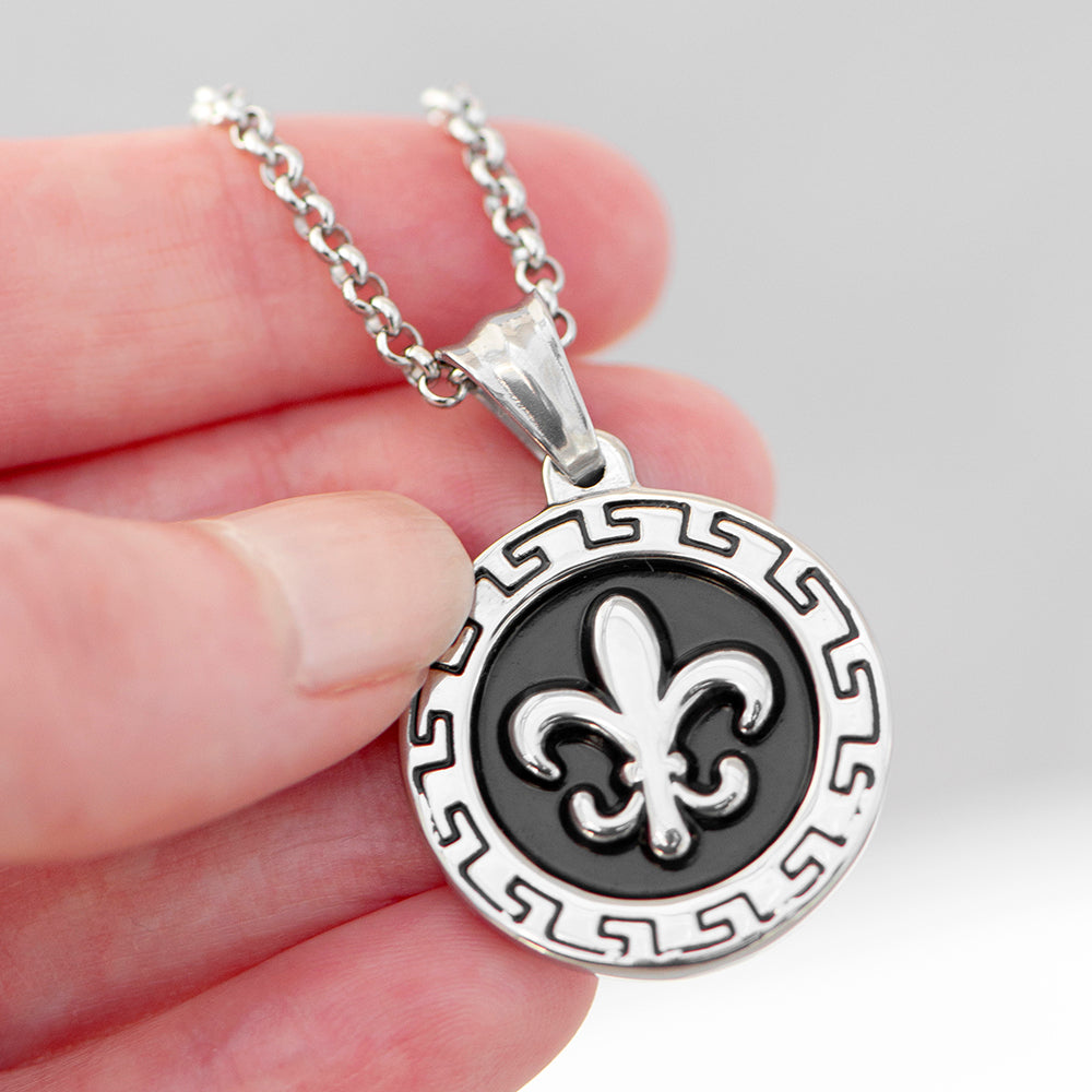 Personalised Men’s Fleur-de-lis Pendant Necklace: 5 - Necklaces By Gift Moments