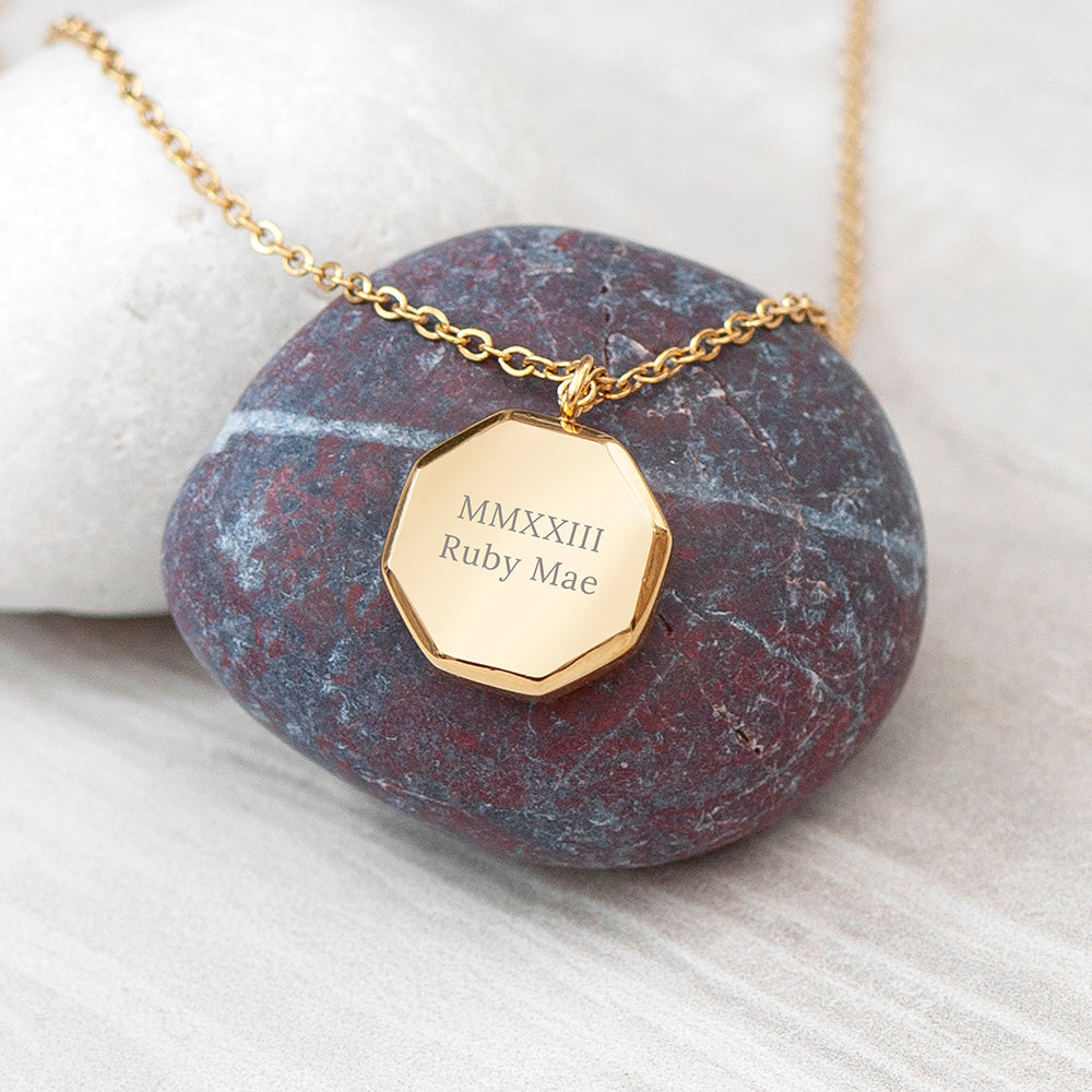 Personalised Men’s Gold Infinity Octagon Pendant Necklace: 2 - Necklaces By Gift Moments