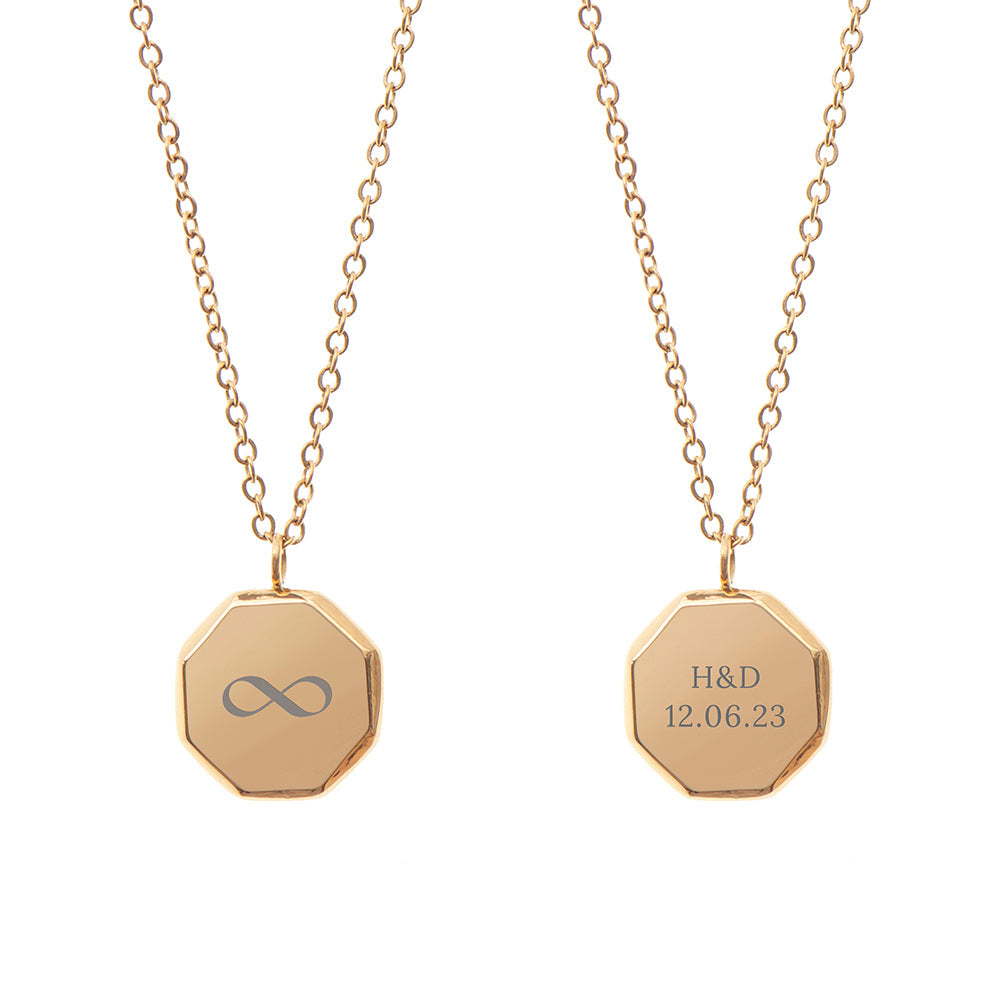 Personalised Men’s Gold Infinity Octagon Pendant Necklace: 4 - Necklaces By Gift Moments