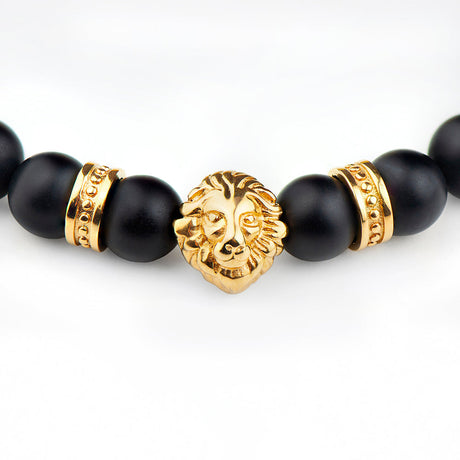 Personalised Mens Golden Lion Bracelet: 5 - Bracelets By Gift Moments