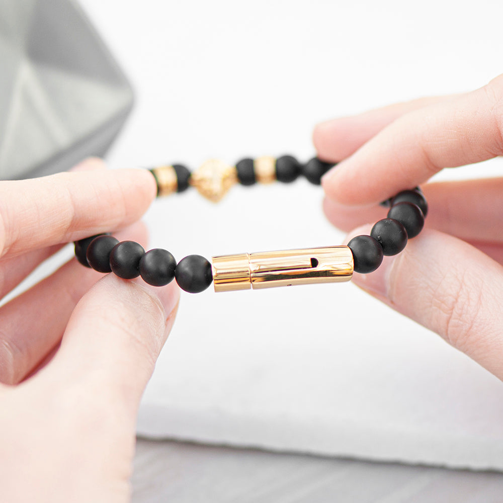 Personalised Mens Golden Lion Bracelet: 7 - Bracelets By Gift Moments