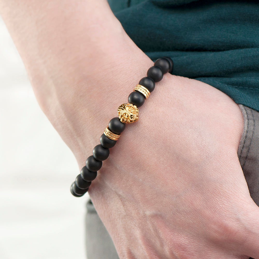 Personalised Mens Golden Lion Bracelet: 2 - Bracelets By Gift Moments