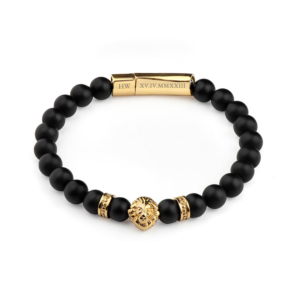Personalised Mens Golden Lion Bracelet: 8 - Bracelets By Gift Moments