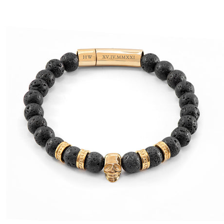 Personalised Men’s Golden Skull Bracelet: 6 - Bracelets By Gift Moments