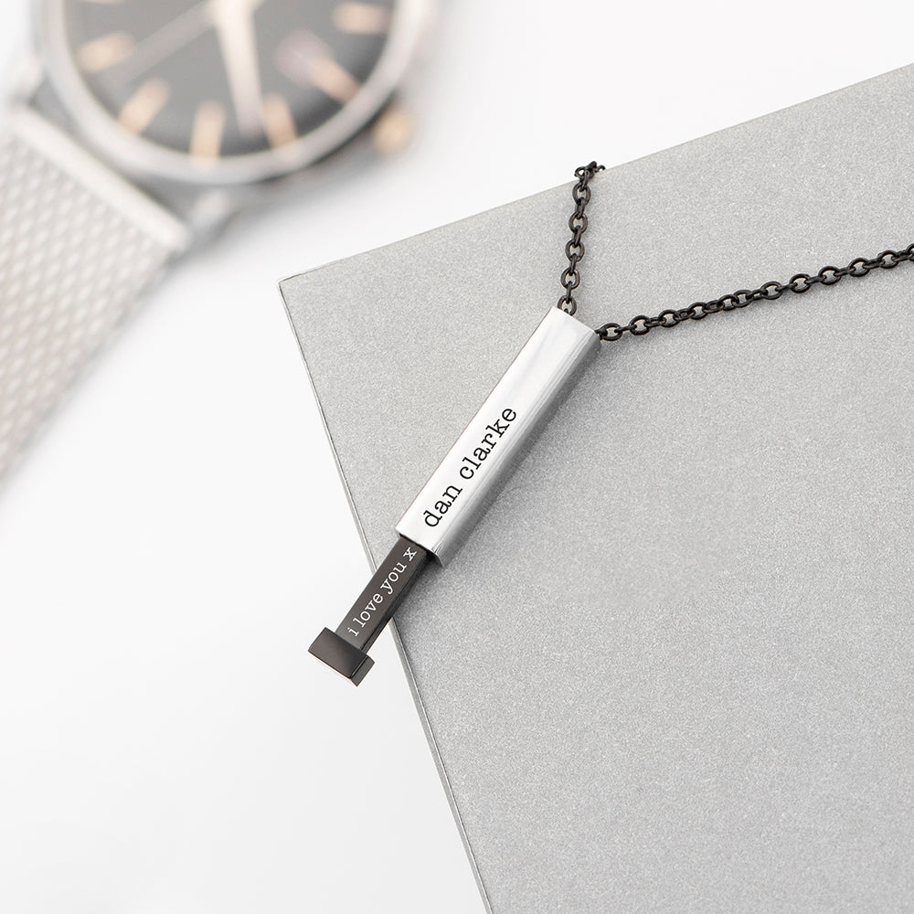 Personalised Men’s Hidden Message Capsule Necklace: 1 - Necklaces By Gift Moments