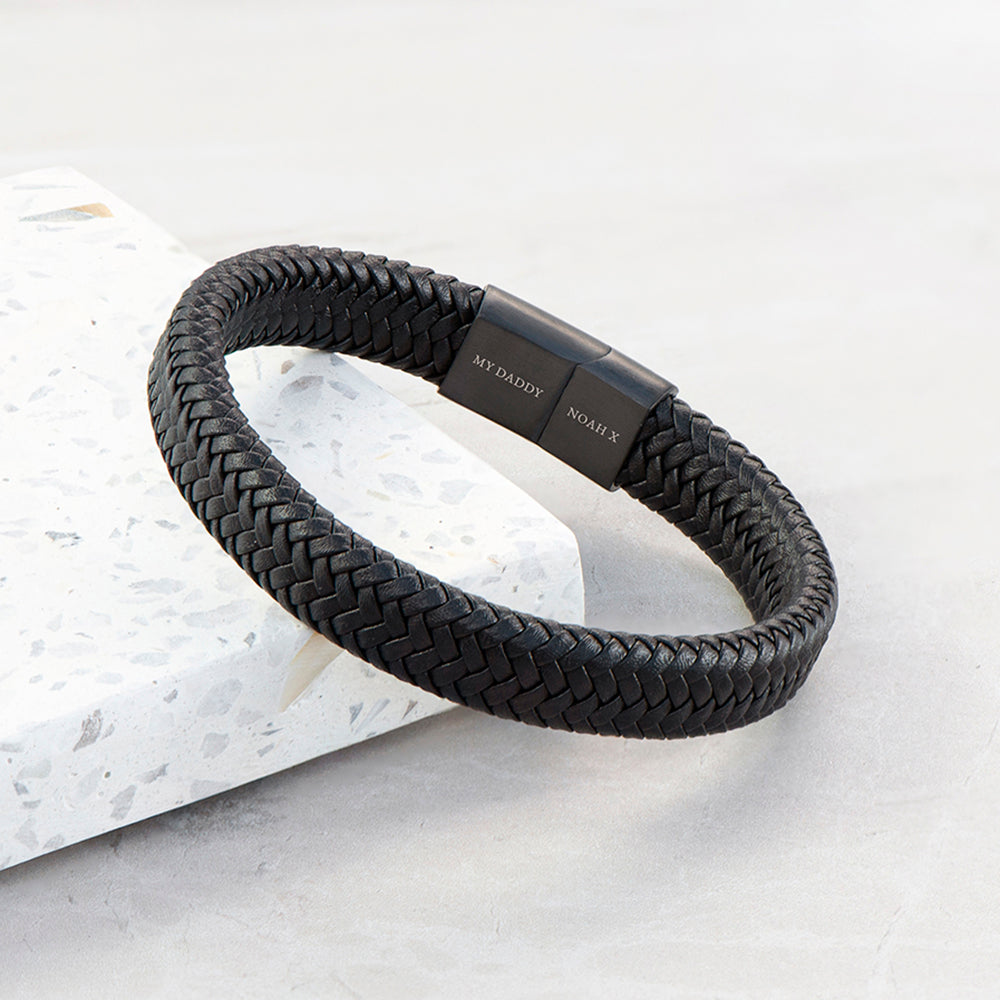 Personalised Men’s Leather Braided Bracelet: 4 - Bracelets By Gift Moments
