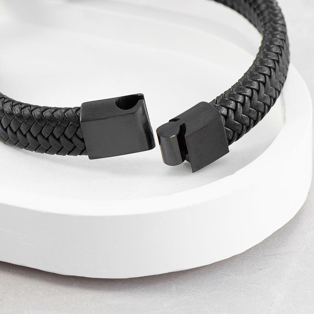 Personalised Men’s Leather Braided Bracelet: 5 - Bracelets By Gift Moments