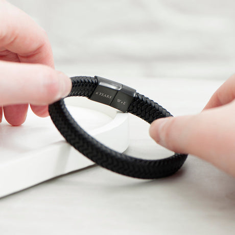 Personalised Men’s Leather Braided Bracelet: 3 - Bracelets By Gift Moments