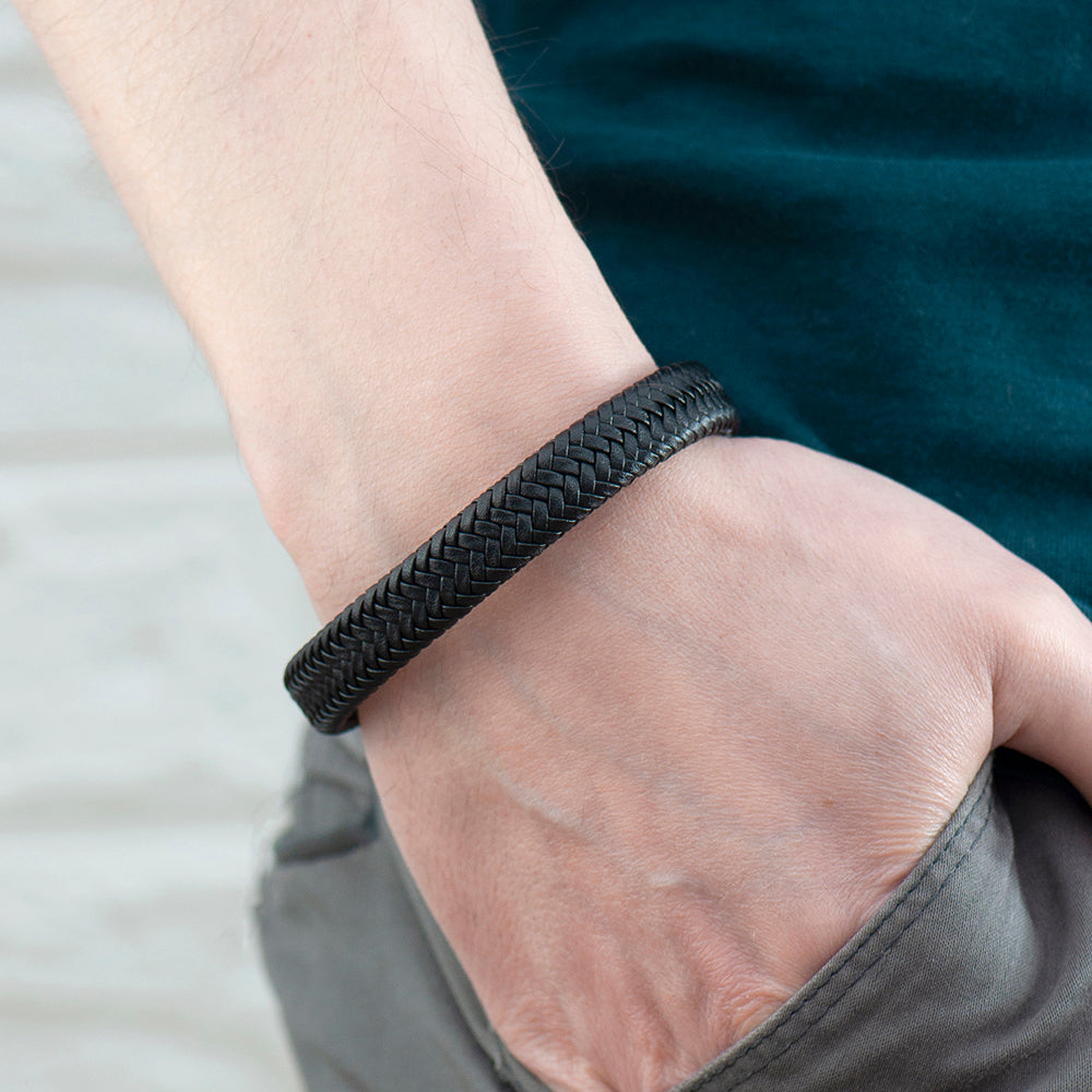 Personalised Men’s Leather Braided Bracelet: 2 - Bracelets By Gift Moments